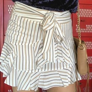 Forever 21 Contemporary White Striped Ruffle Skirt
